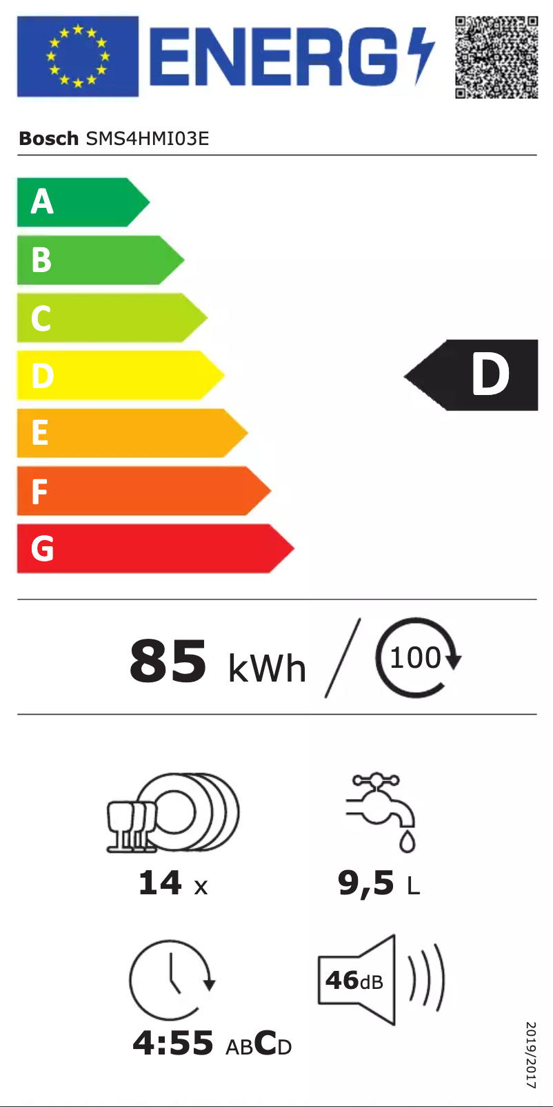 Page 1 of the manual Energy Label Bosch SMS4HMI03E