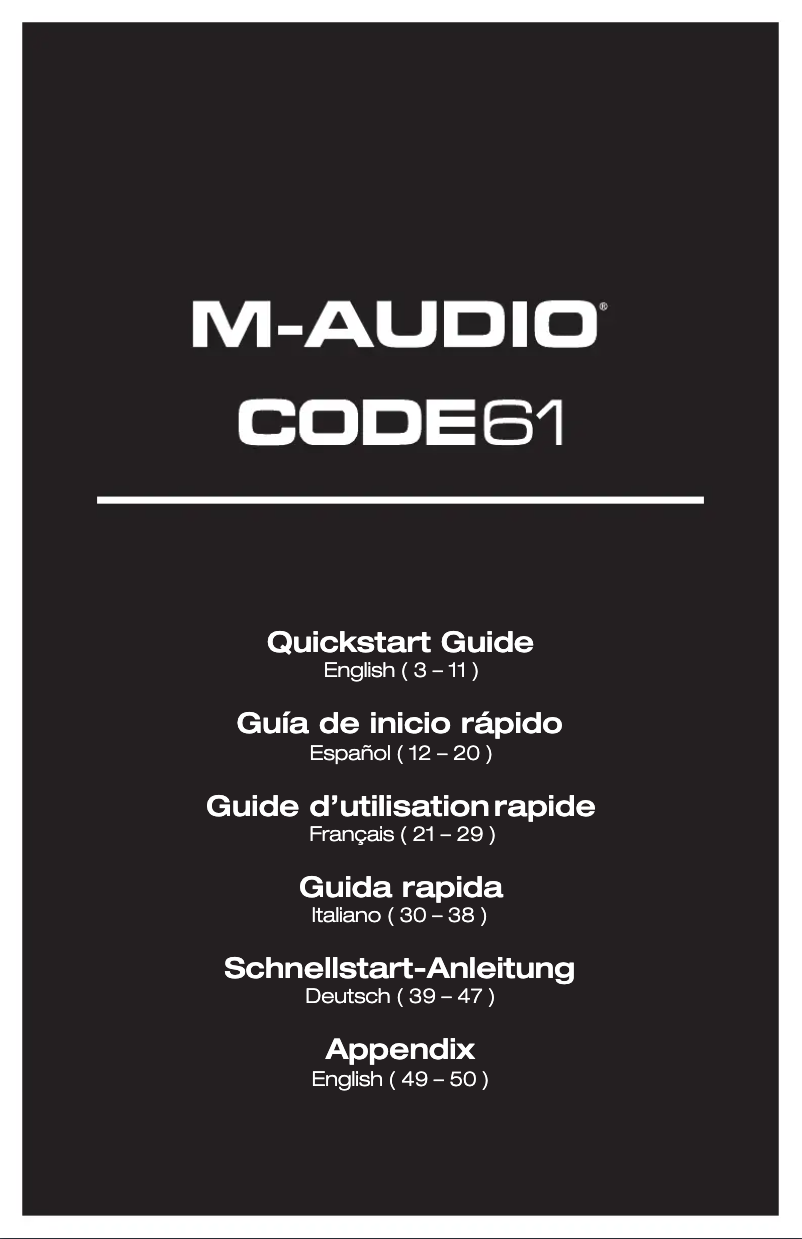 First page image of the manual for Code 61