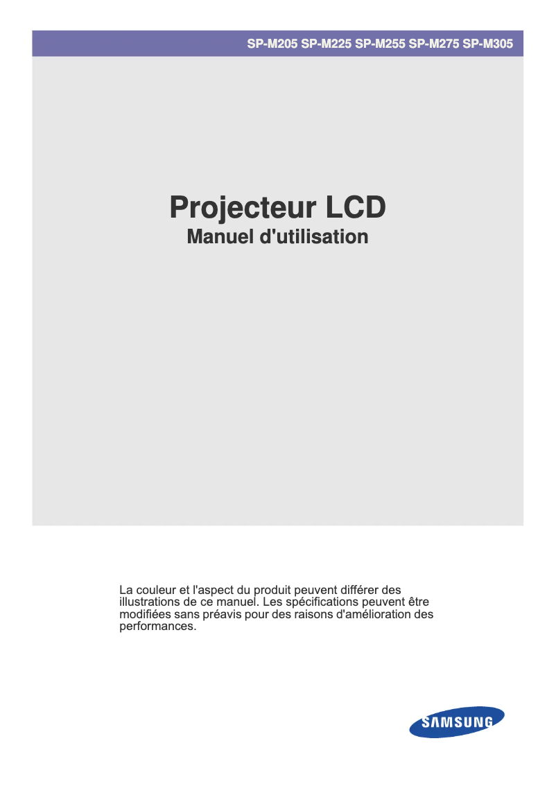 First page image of the manual for SP-M205