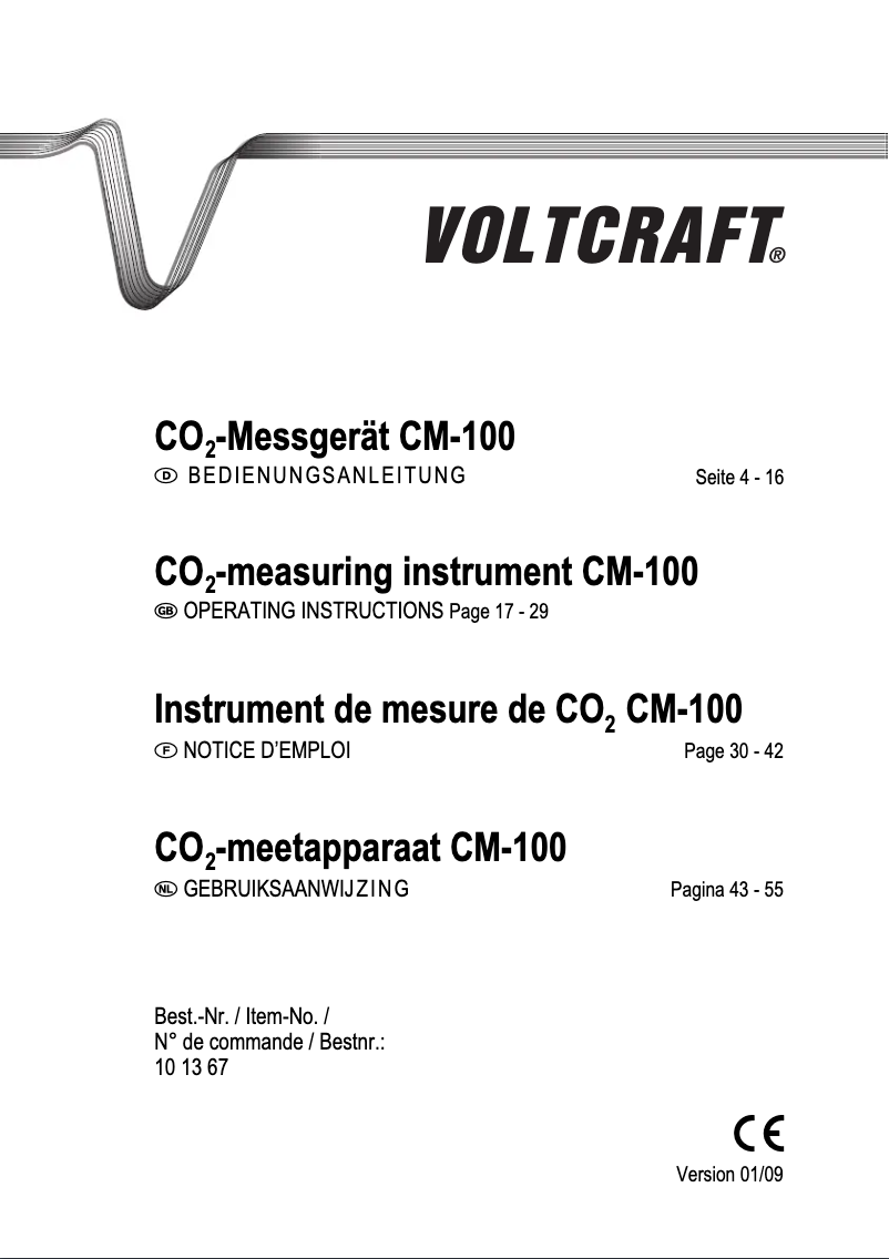 Page 1 of the manual User Manual Voltcraft CM-100