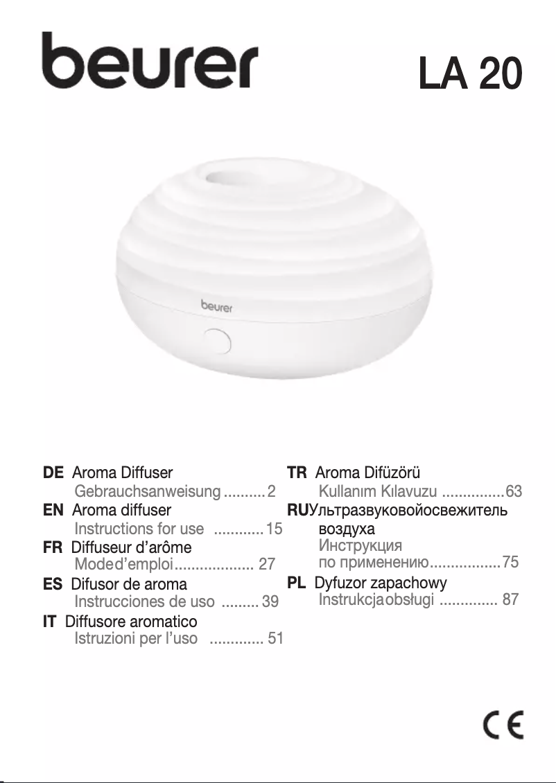 First page image of the manual for LA 20