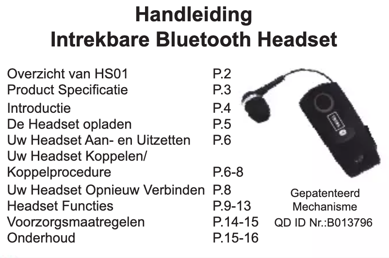 Image de la première page du manuel de l'appareil HS01