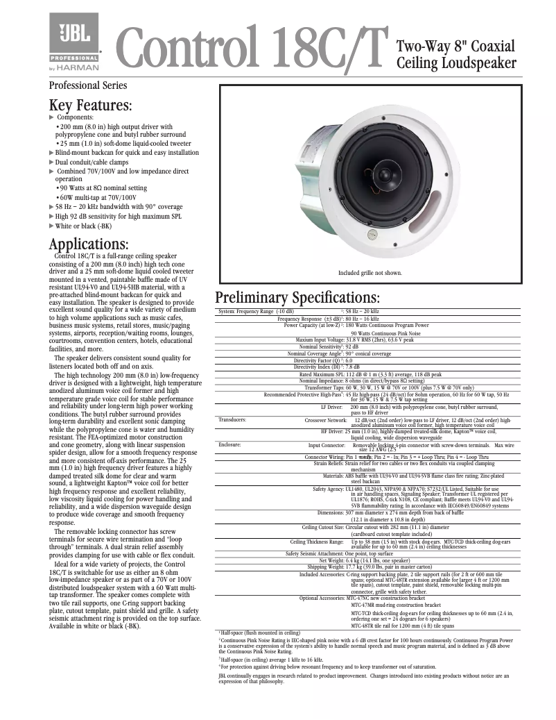 First page image of the manual for Control 18C/T