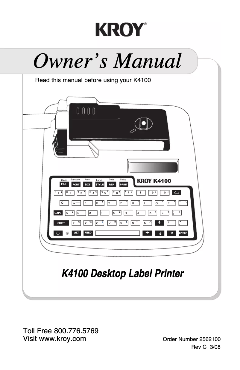 Page 1 of the manual User Manual Kroy K4100