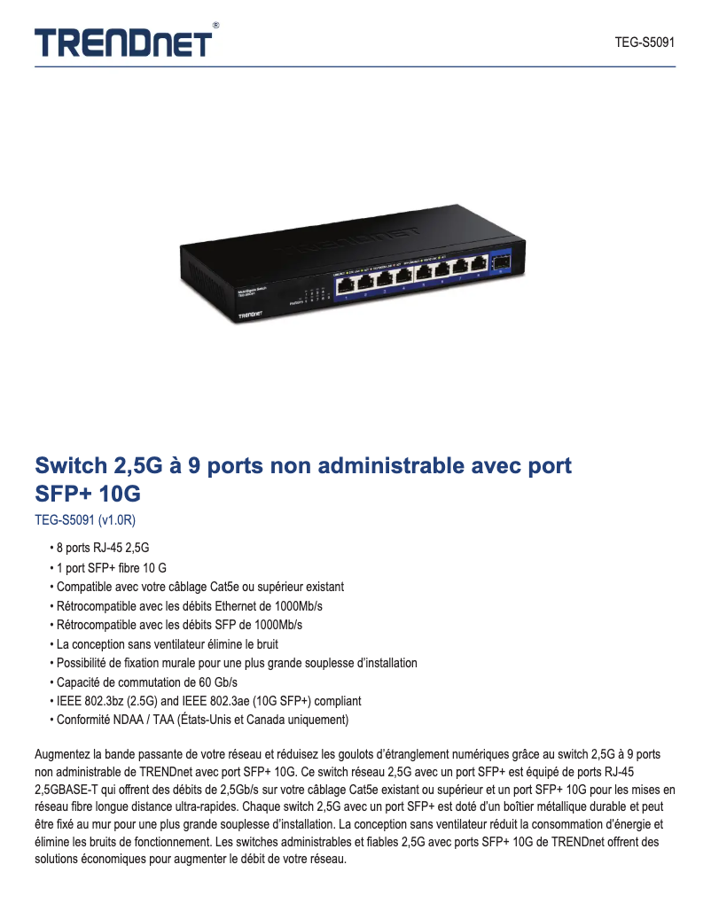 First page image of the manual for TEG-S5091