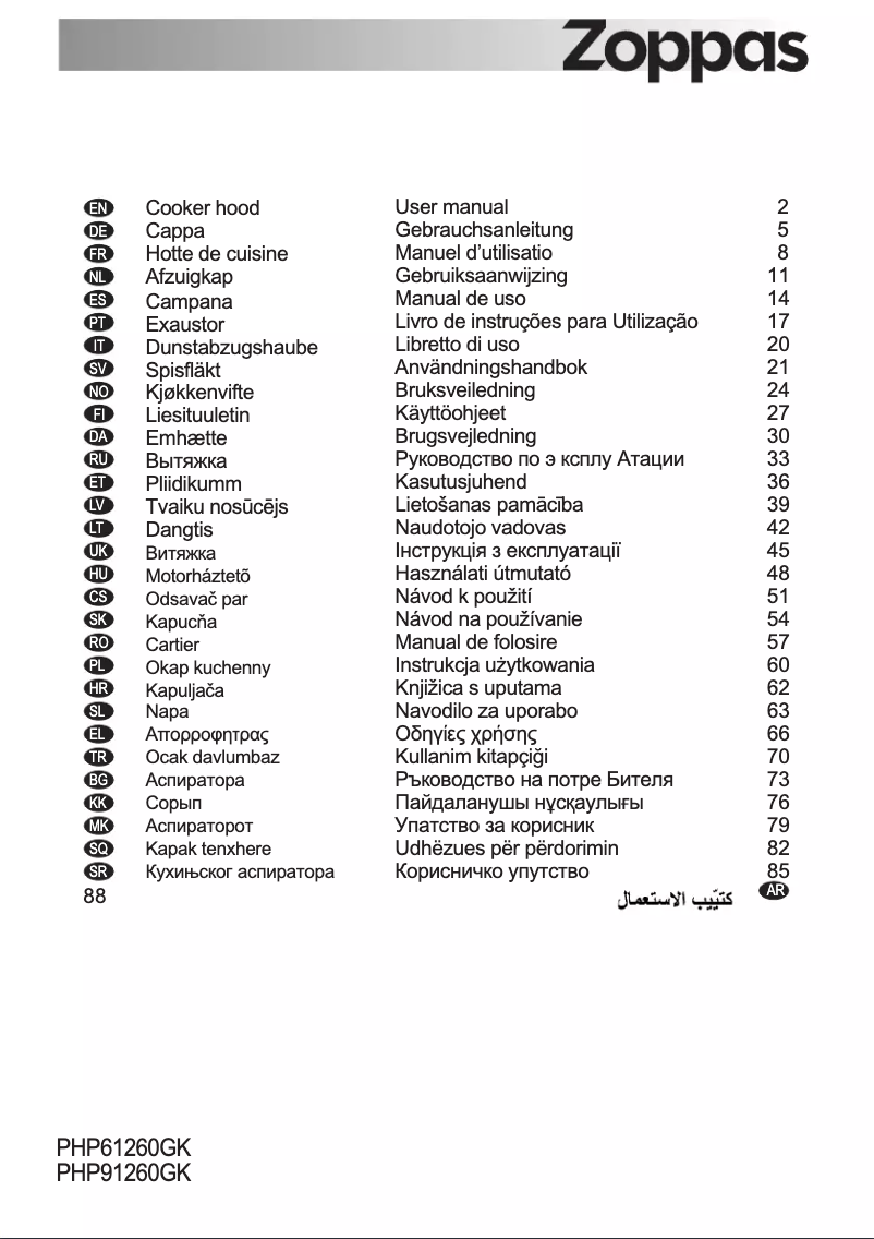 First page image of the manual for PHP91260GK