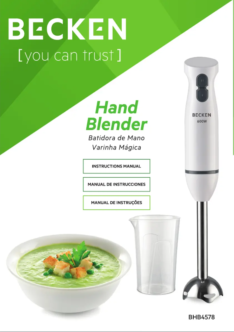 Image de la première page du manuel de l'appareil BHB4578