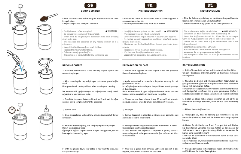 Page 1 of the manual User Manual Handpresso Travel Press