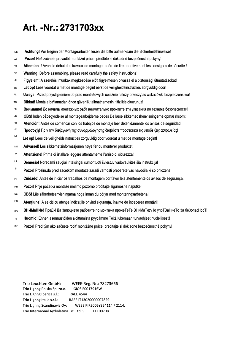 First page image of the manual for Aragon 273170301