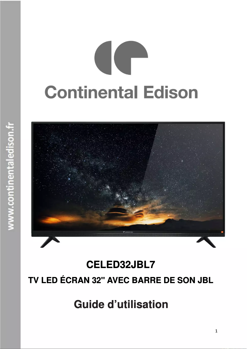 Page 1 of the manual User Manual Continental Edison CELED32JBL7