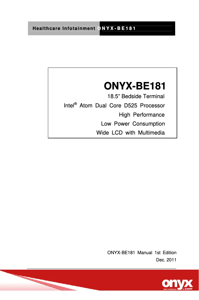 Page 1 of the manual User Manual Onyx BE181