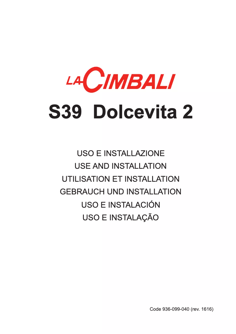 Page 1 of the manual User Manual La Cimbali S39 Dolcevita