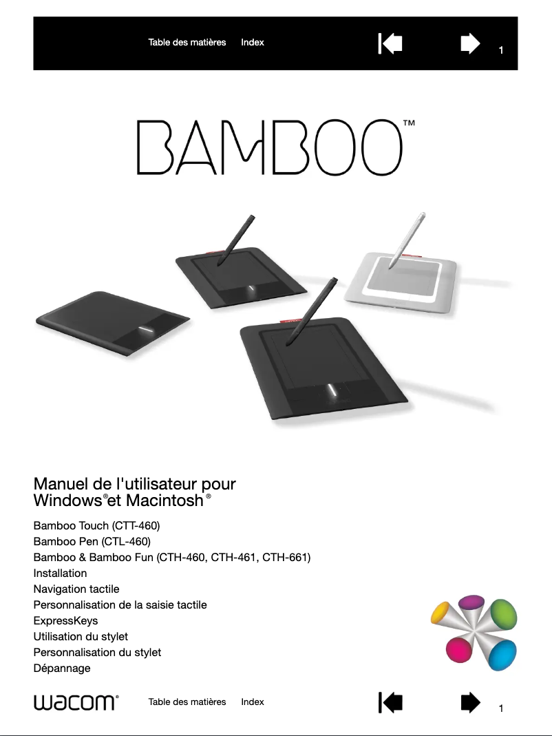 Page 1 of the manual User Manual Wacom Bamboo Pen & Touch
