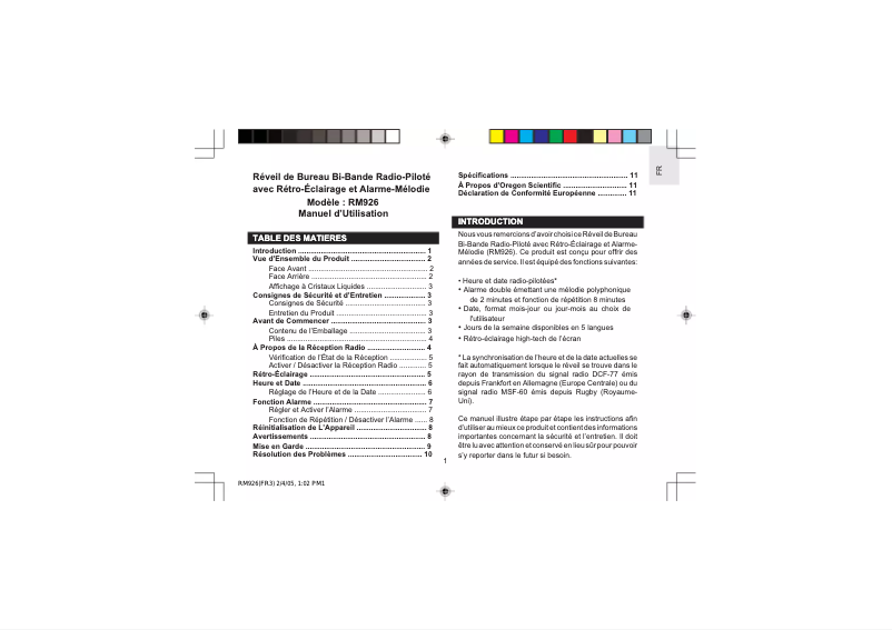 First page image of the manual for RM 926