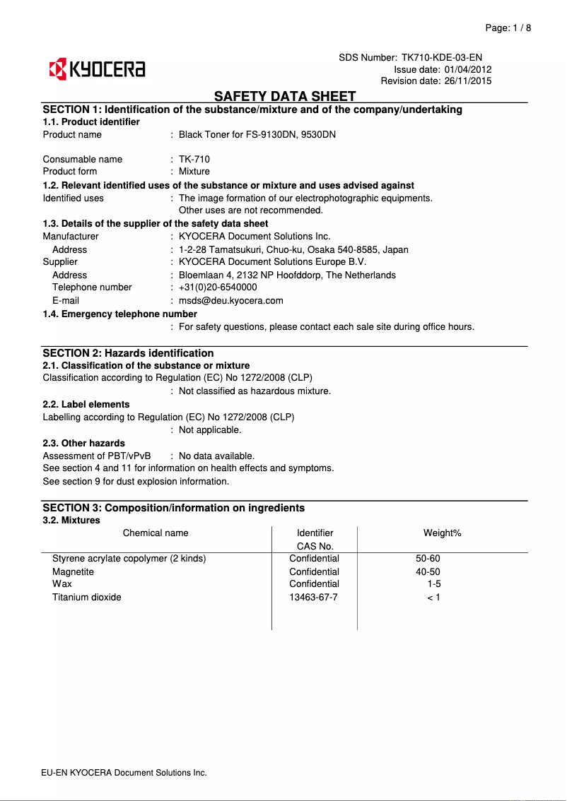 First page image of the manual for FS-9130DN