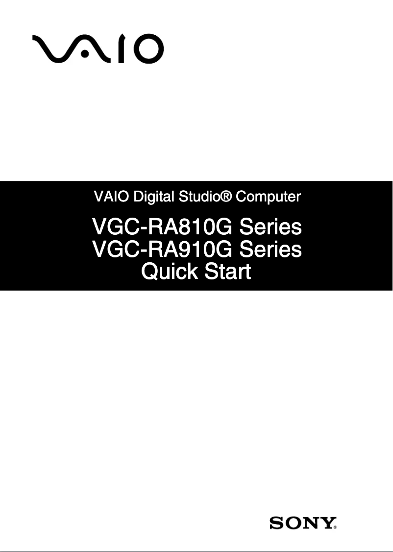 First page image of the manual for Vaio VGC-RA810G