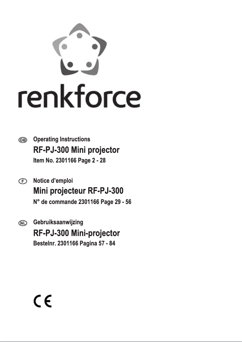 First page image of the manual for RF-PJ-300