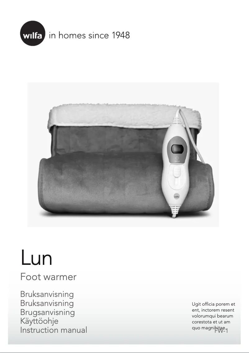 First page image of the manual for WFW-1