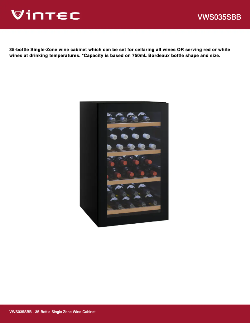 First page image of the manual for VWS035SBB