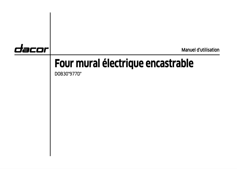 First page image of the manual for DOB30T977DS