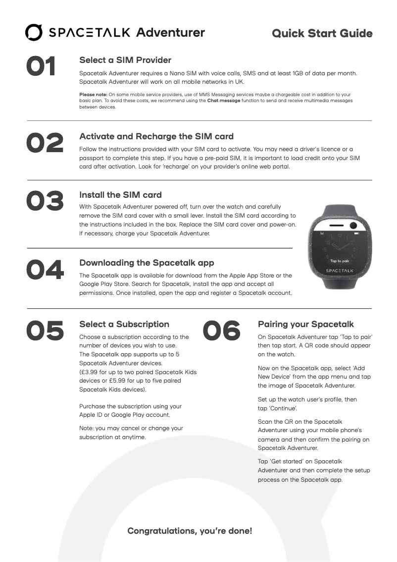 Page 1 of the manual User Manual Spacetalk Adventurer