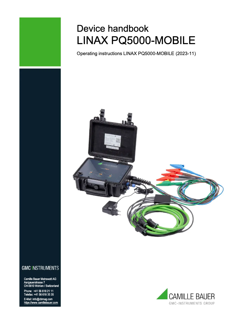 Page 1 of the manual User Manual Camille Bauer LINAX PQ5000-Mobile