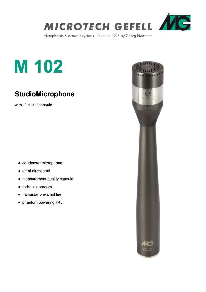 First page image of the manual for M 102