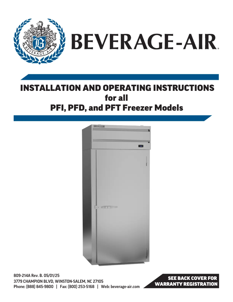 Page 1 of the manual User Manual Beverage-Air PFD1HC-1BG