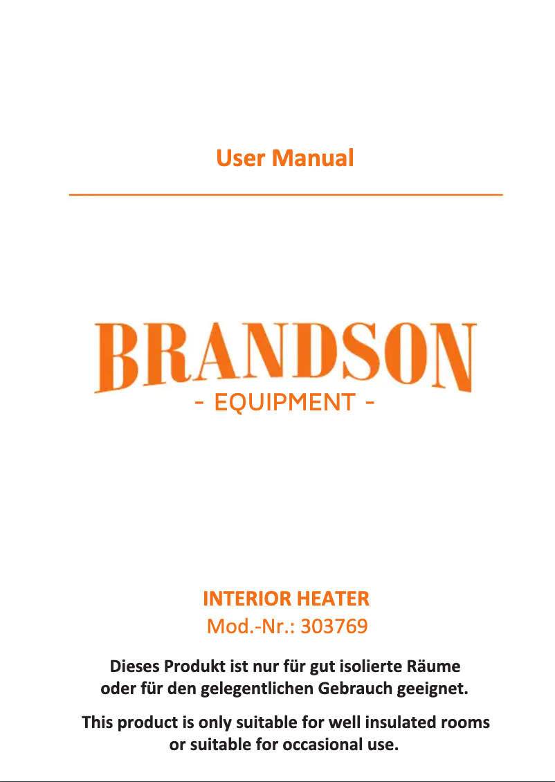 Page 1 of the manual User Manual Brandson 303769