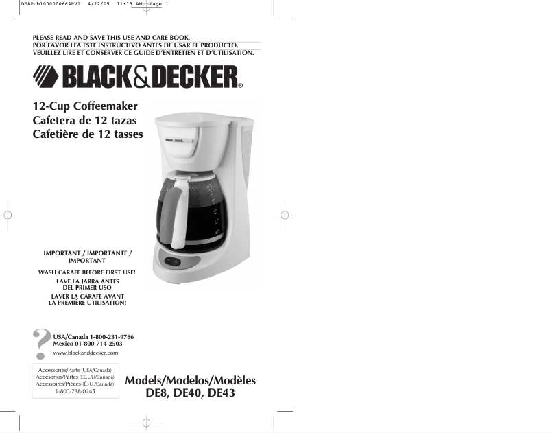 Page 1 of the manual User Manual Black & Decker DE40