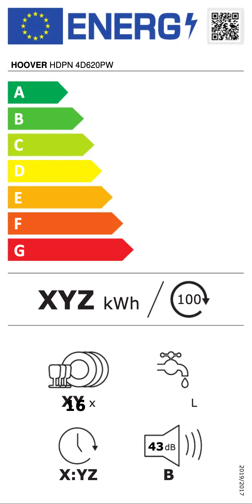 Page 1 of the manual Energy Label Hoover AXI HDPN 4D620PW