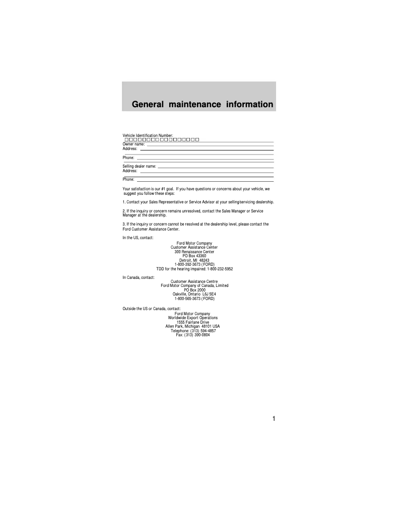 First page image of the manual for Taurus (1997)