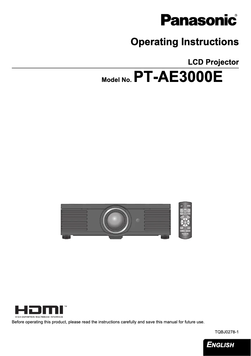 First page image of the manual for PT-AE3000E