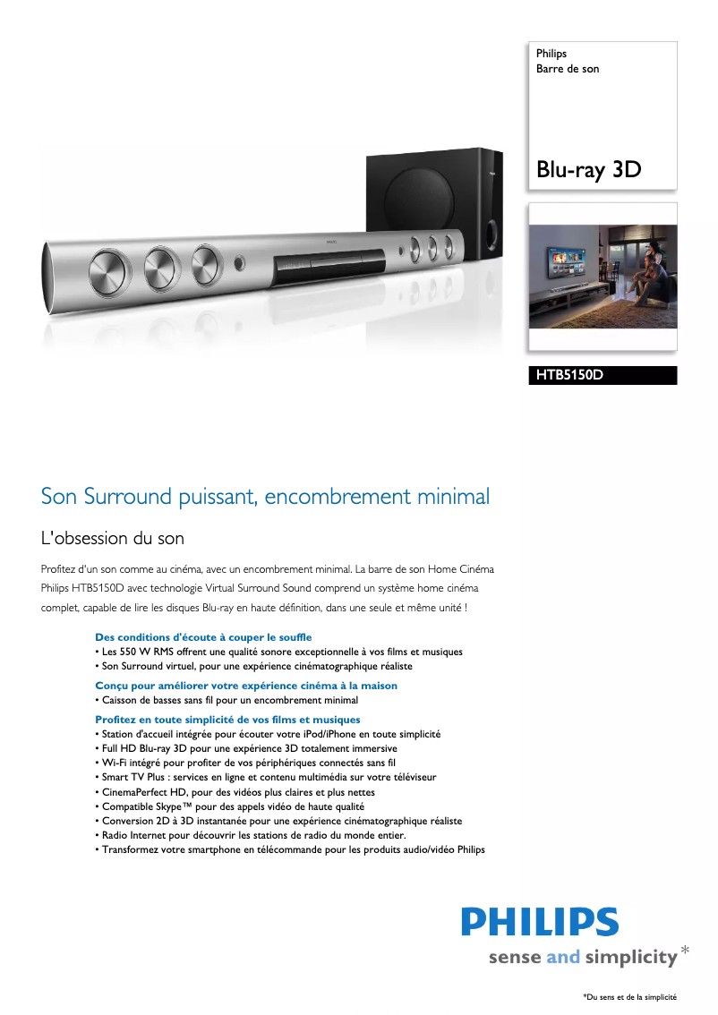 Page 1 of the manual Technical Sheet Philips HTB5150D