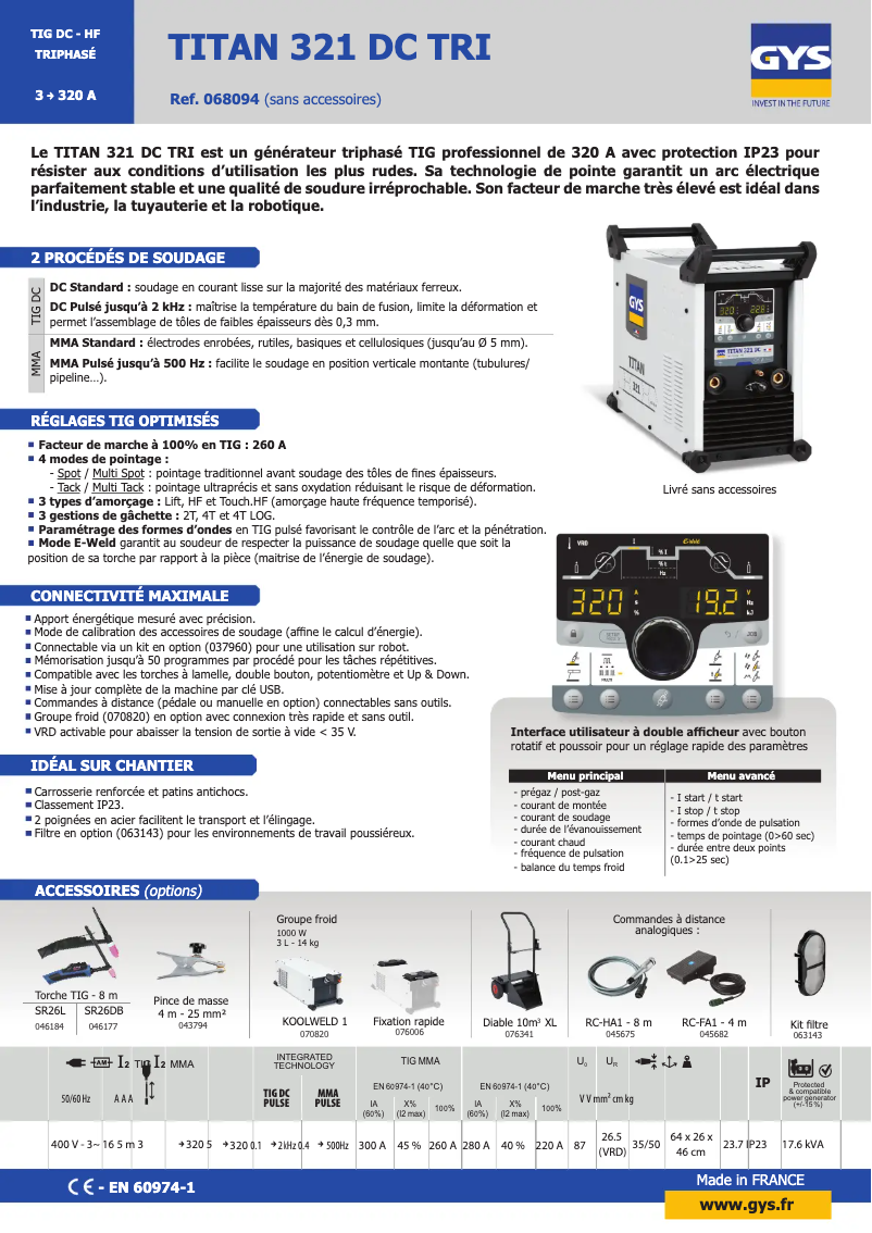 First page image of the manual for TITAN 321 DC TRI
