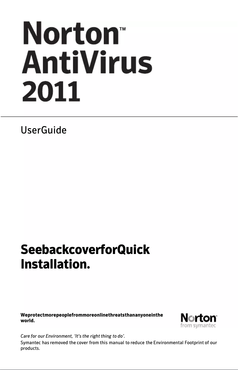 Page 1 of the manual User Manual Symantec - Norton AntiVirus 2011