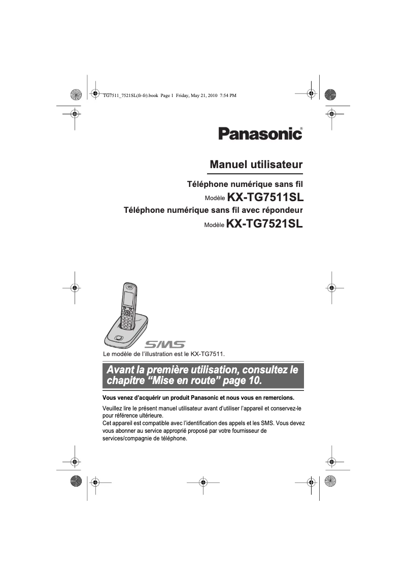 Page 1 of the manual User Manual Panasonic KX-TG7511