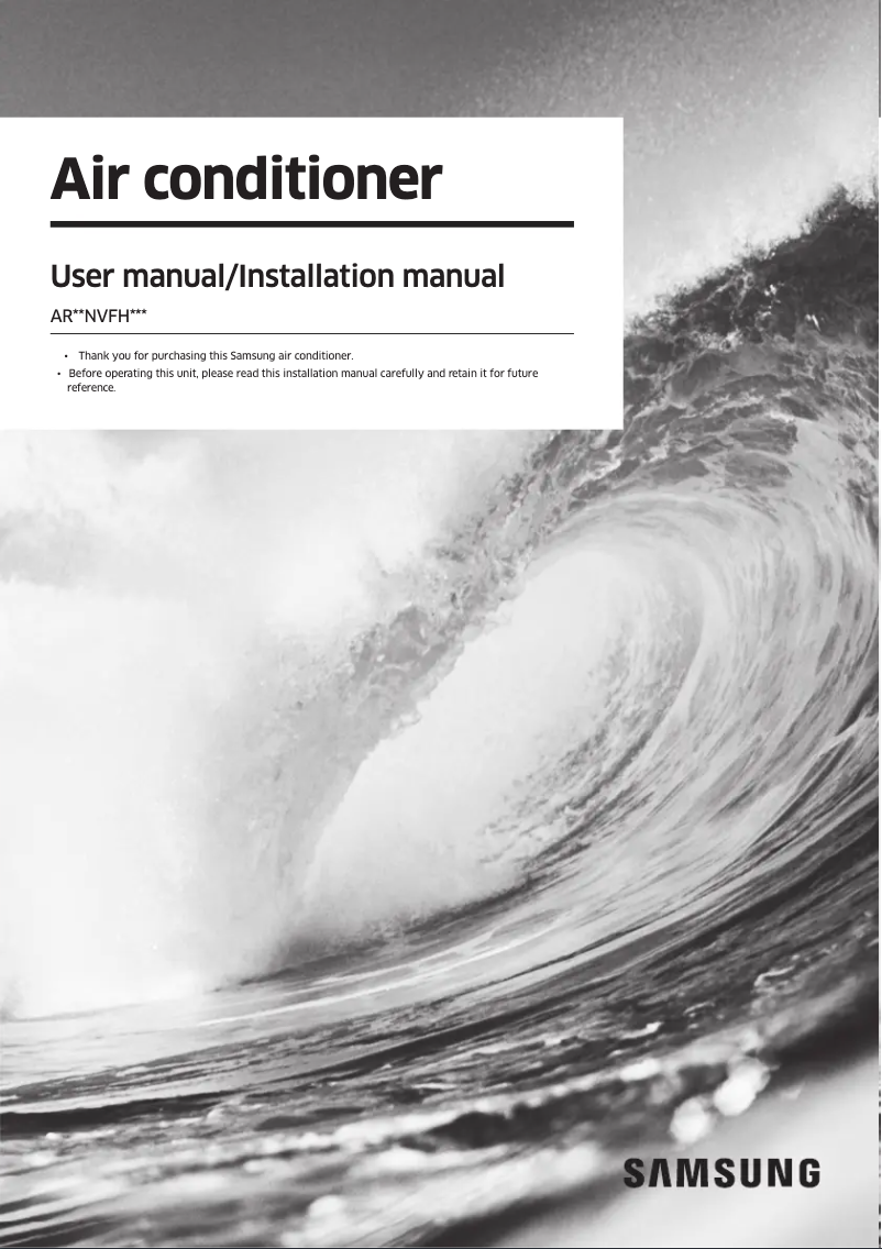 Page 1 of the manual User Manual Samsung AR10NVFSCURXSV