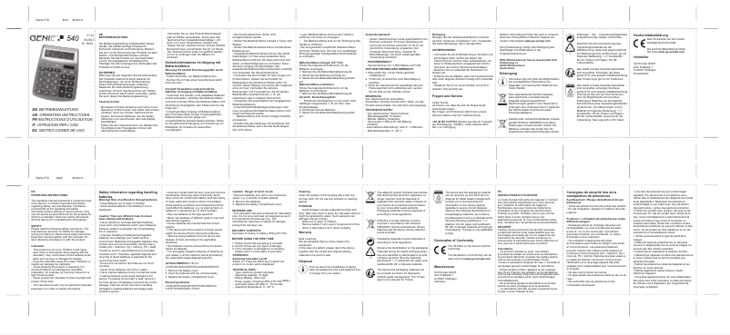 Page 1 of the manual User Manual Genie 540