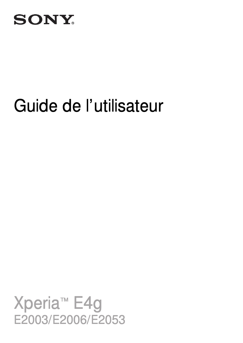 First page image of the manual for Xperia E4g Dual