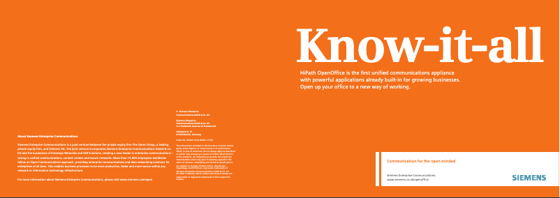 First page image of the manual for HiPath OpenOffice Entry Edition