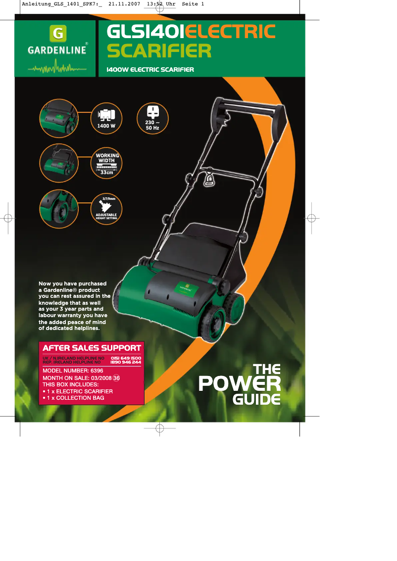 First page image of the manual for GLS 1401