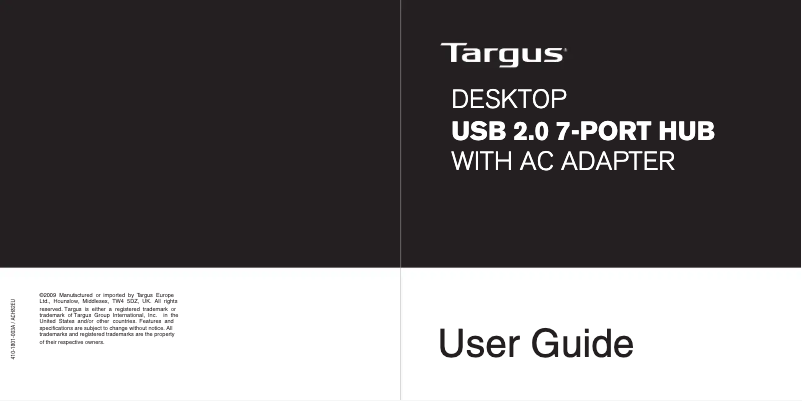 Page 1 of the manual User Manual Targus ACH82EU