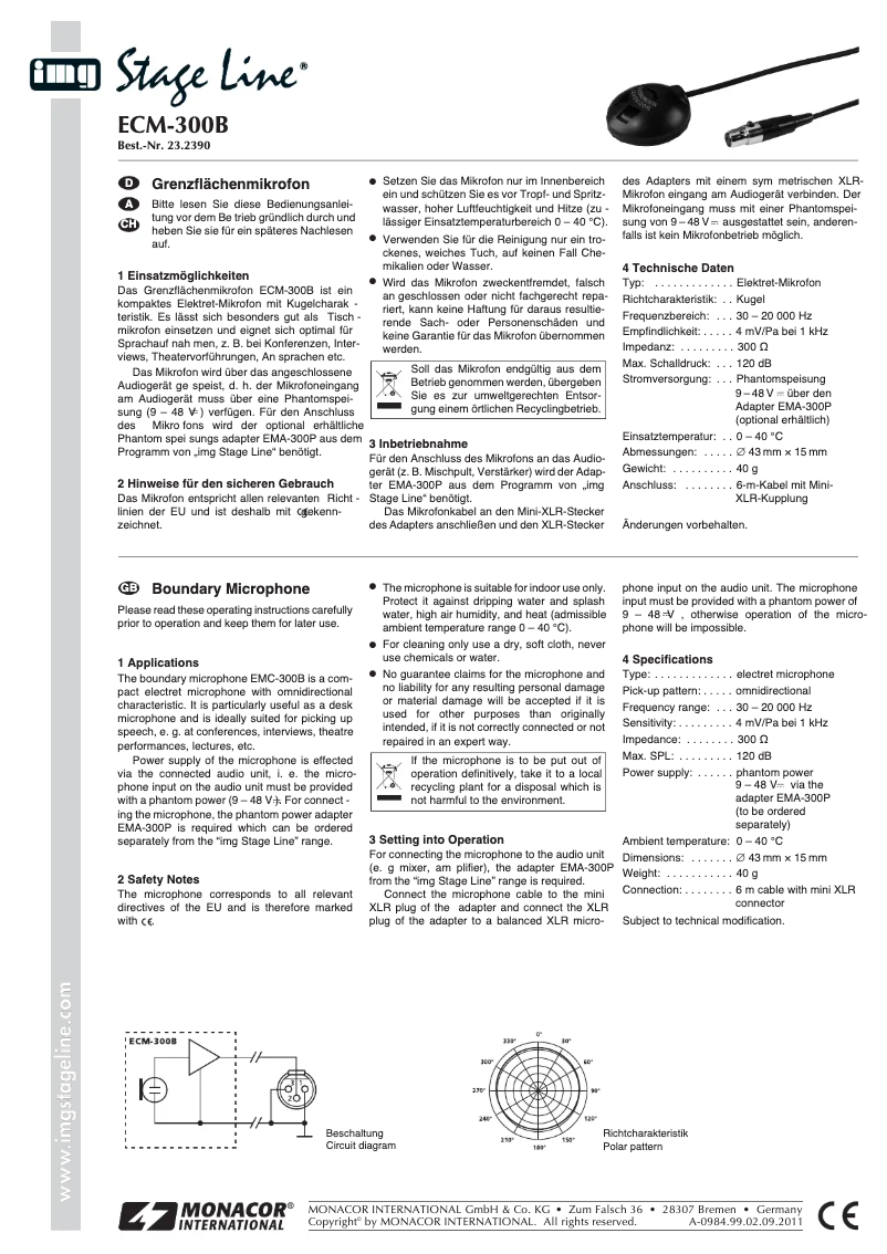 First page image of the manual for ECM-300B