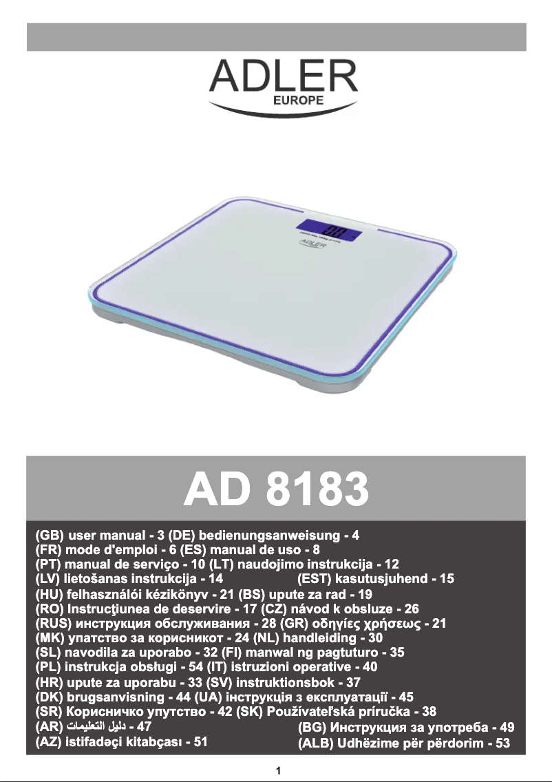 Page 1 of the manual User Manual Adler AD 8183