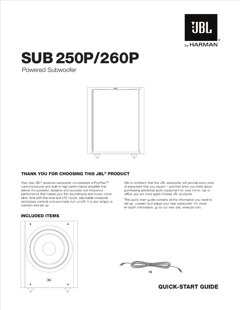 First page image of the manual for Sub 260P