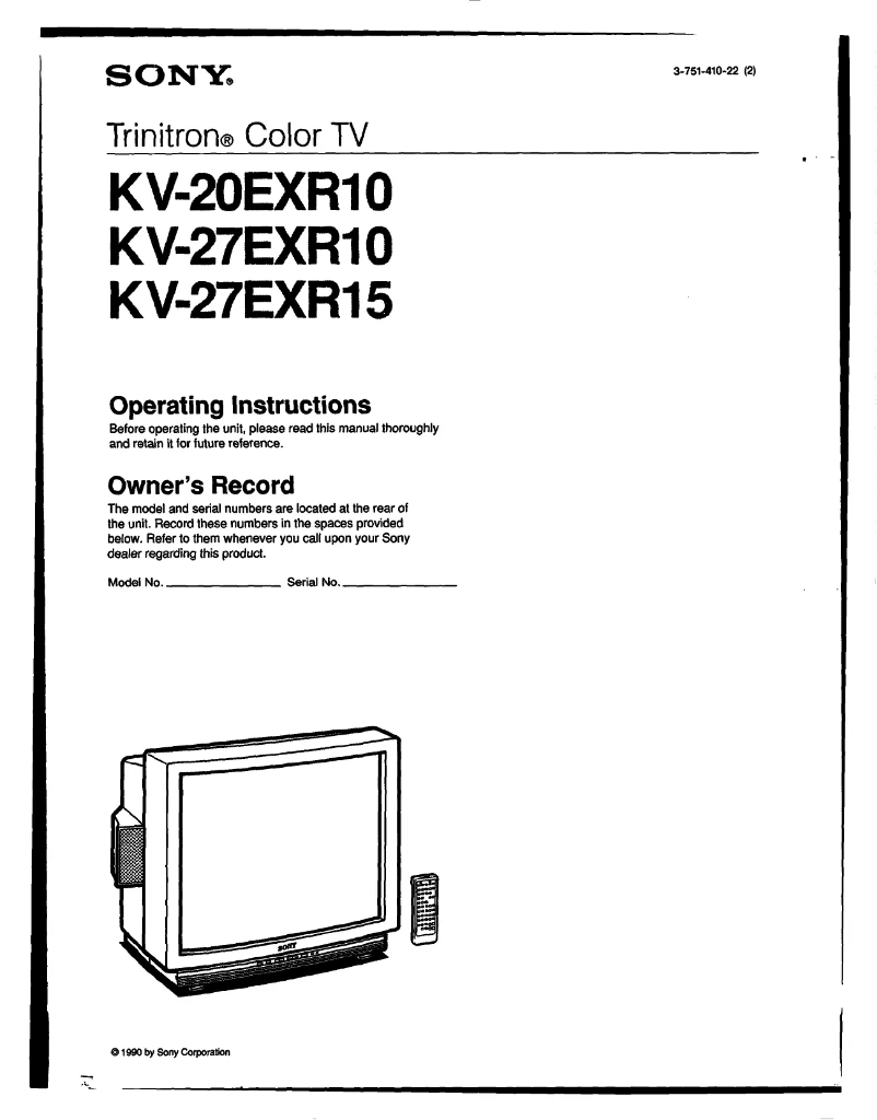 First page image of the manual for KV-20EXR10
