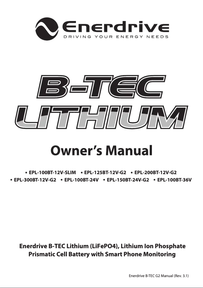 First page image of the manual for B-Tec Lithium