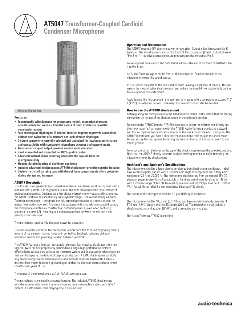 Image de la première page du manuel de l'appareil AT5047