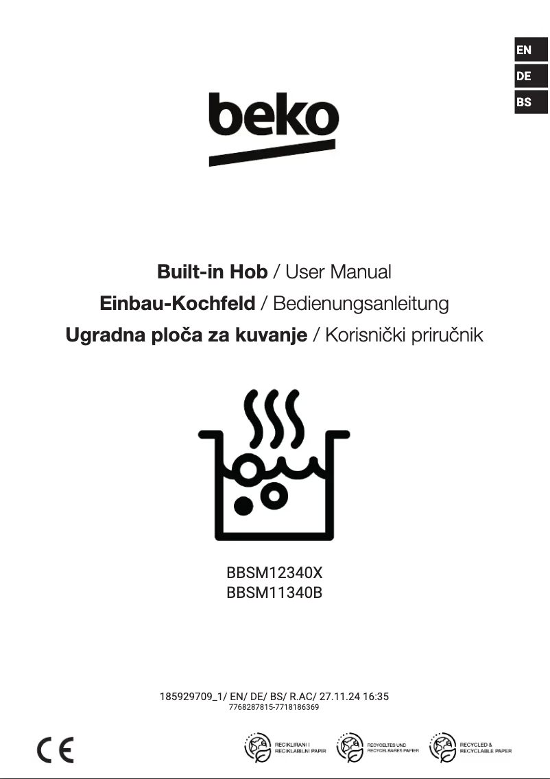 First page image of the manual for BBSM12340X